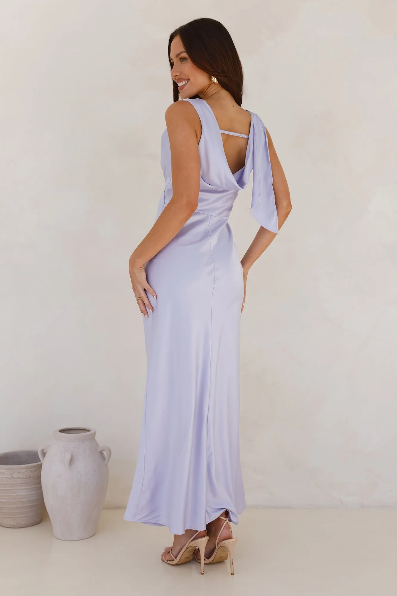Anastasia Satin Maxi Dress Lilac sold by Hello Molly product image thumbnail 5