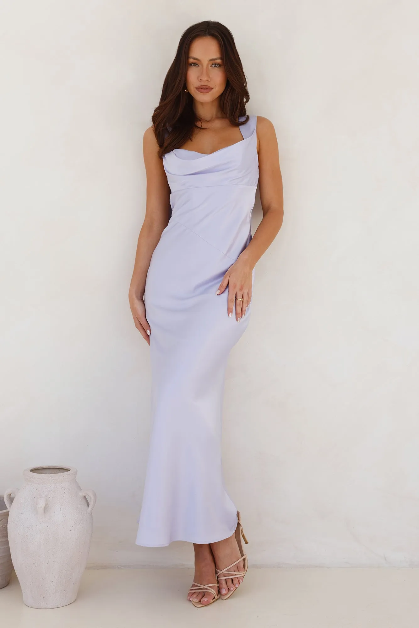 Anastasia Satin Maxi Dress Lilac sold by Hello Molly product image thumbnail 3