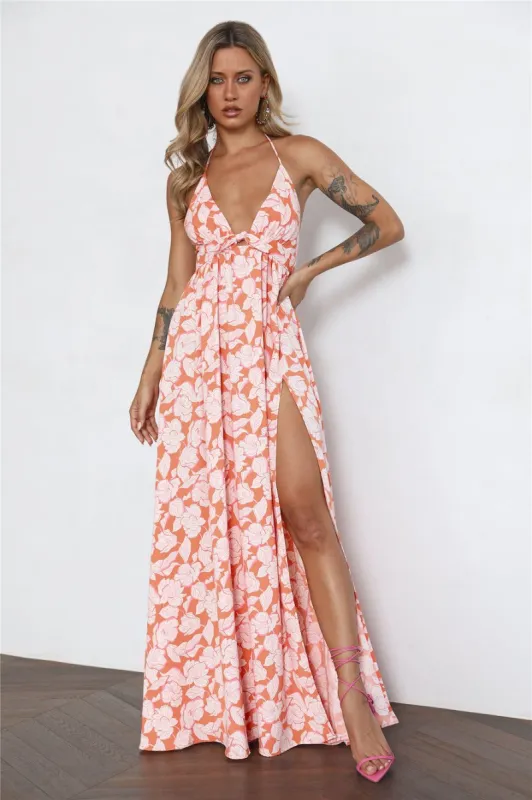 HELLO MOLLY Eternally Evergreen Maxi Dress Orange sold by Hello Molly