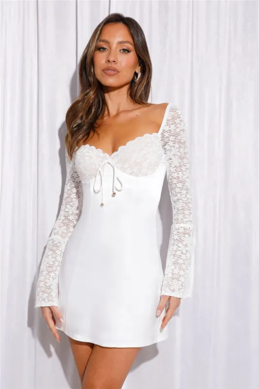 Dreaming Of Us Satin Mini Dress White sold by Hello Molly