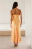 Filled with Passion Satin Maxi Dress Peach sold by Hello Molly