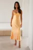 Filled with Passion Satin Maxi Dress Peach sold by Hello Molly