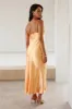 Filled with Passion Satin Maxi Dress Peach sold by Hello Molly