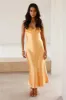 Filled with Passion Satin Maxi Dress Peach sold by Hello Molly