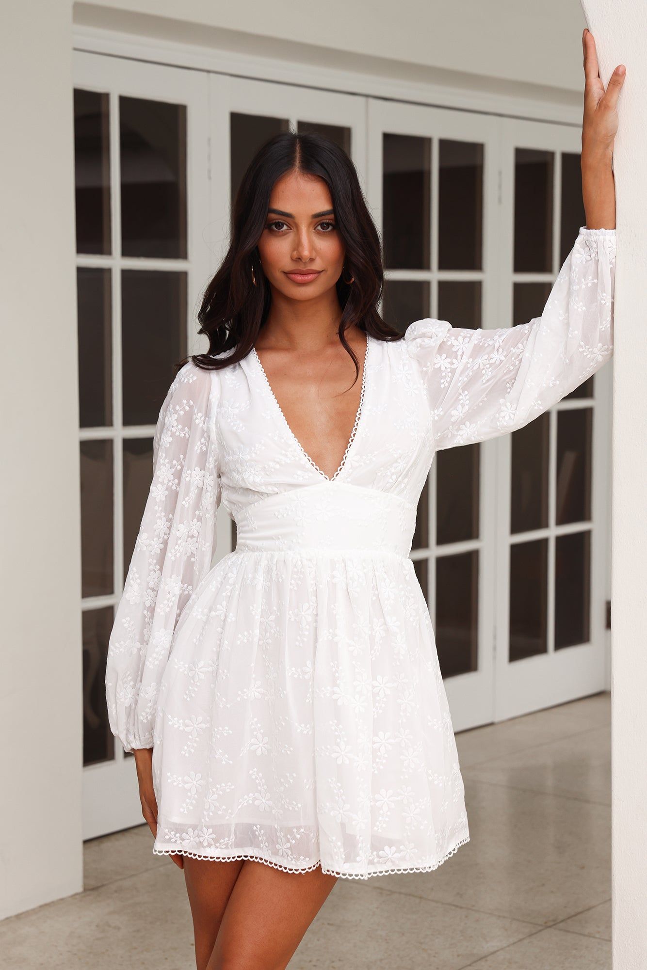 Flower Patch Mini Dress White sold by Hello Molly