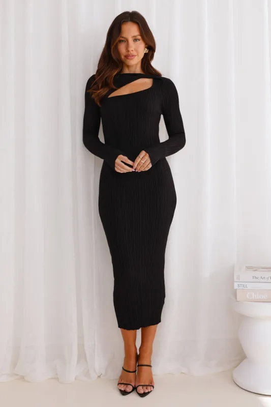 Chic Contours Long Sleeve Ribbed Maxi Dress Black sold by Hello Molly