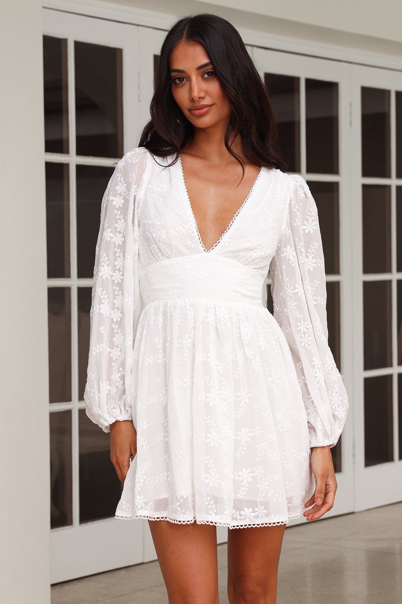 Flower Patch Mini Dress White sold by Hello Molly product image thumbnail 3