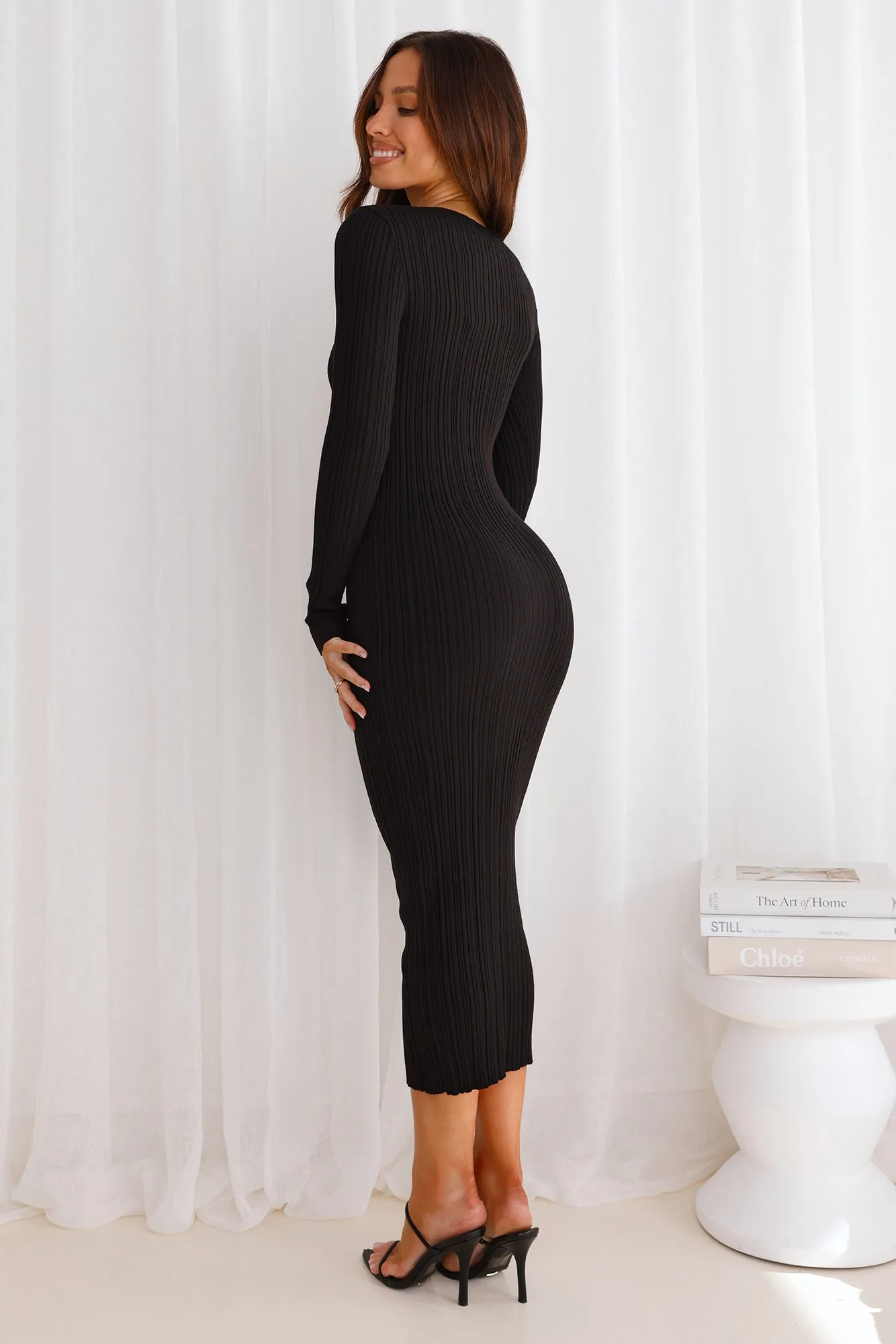 Chic Contours Long Sleeve Ribbed Maxi Dress Black sold by Hello Molly product image thumbnail 5