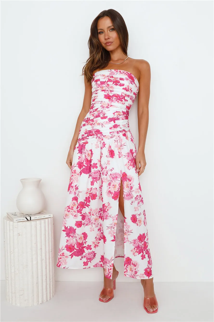 Wild Blooms Strapless Maxi Dress Pink sold by Hello Molly