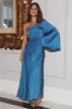 Land Of Beauty One Shoulder Maxi Dress Blue sold by Hello Molly