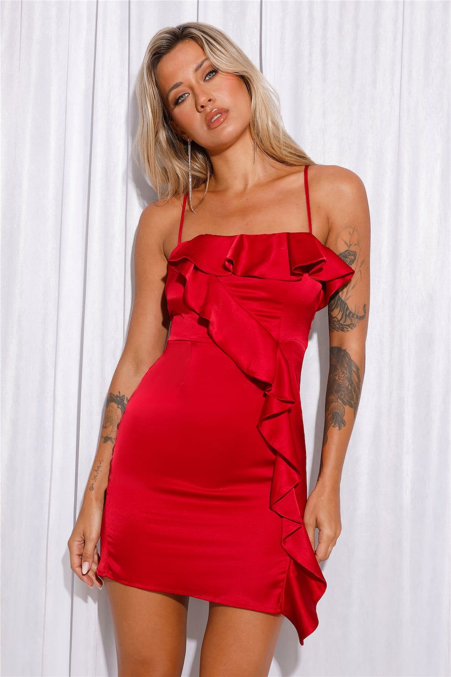 Bright Bling Satin Mini Dress Red sold by Hello Molly product image thumbnail 3
