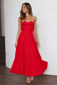 Daydream Look Maxi Dress Red sold by Hello Molly