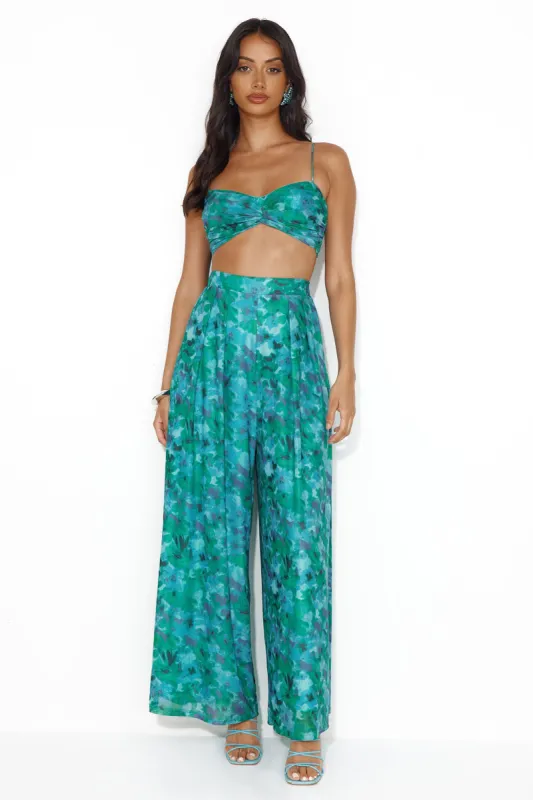Tropical Rainforest Mesh Wide Leg Pants Green sold by Hello Molly