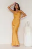 Seen For You Cowl Neck Satin Maxi Dress Orange sold by Hello Molly