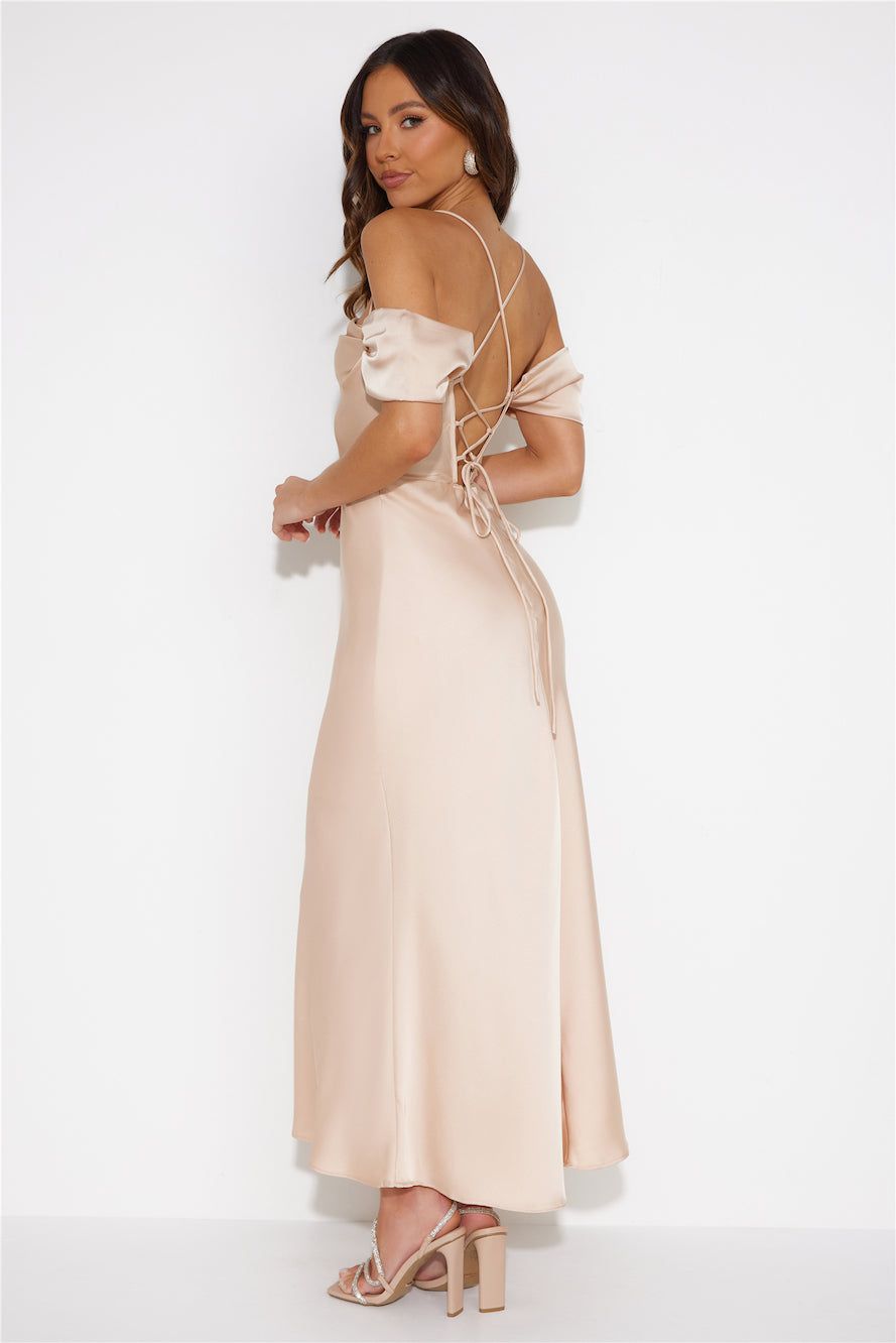 Lover Of Love Satin Maxi Dress Champagne sold by Hello Molly product image thumbnail 5