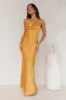 Seen For You Cowl Neck Satin Maxi Dress Orange sold by Hello Molly