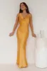 Seen For You Cowl Neck Satin Maxi Dress Orange sold by Hello Molly