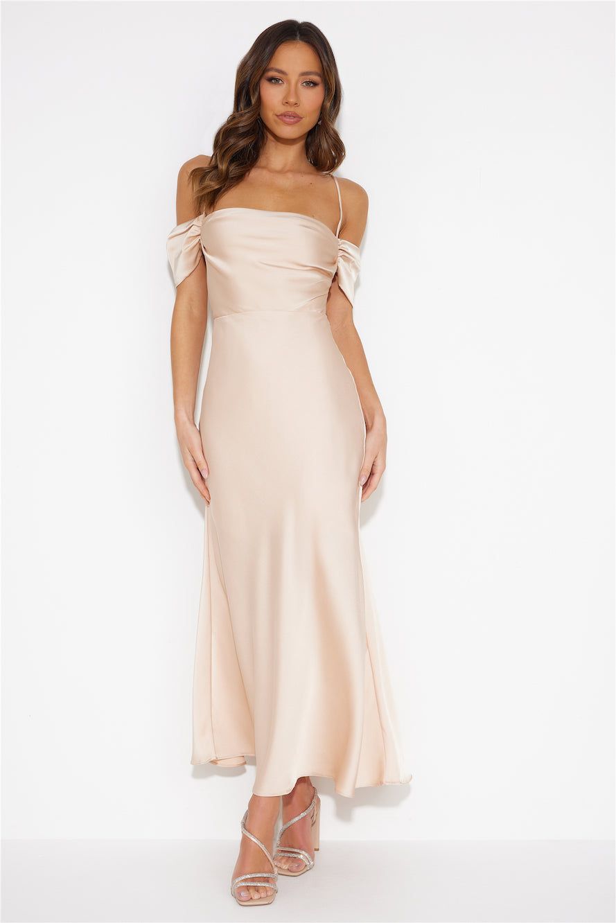 Lover Of Love Satin Maxi Dress Champagne sold by Hello Molly product image thumbnail 3