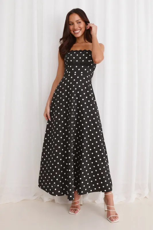 Vintage Vibes Polka Dot Maxi Dress Black sold by Hello Molly