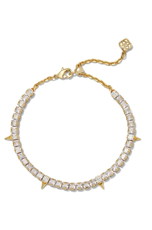 Jacqueline Gold Tennis Bracelet Gold White Crystal sold by Hello Molly