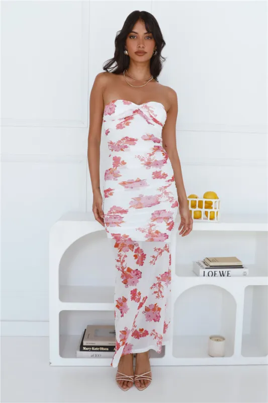 Freedom Of Creativity Strapless Mesh Maxi Dress White sold by Hello Molly