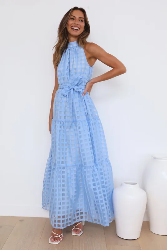 Summertime Picnic Maxi Dress Blue sold by Hello Molly