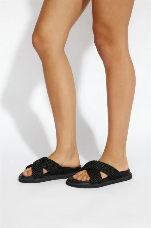 BILLINI  Zira Slides Black Rope sold by Hello Molly