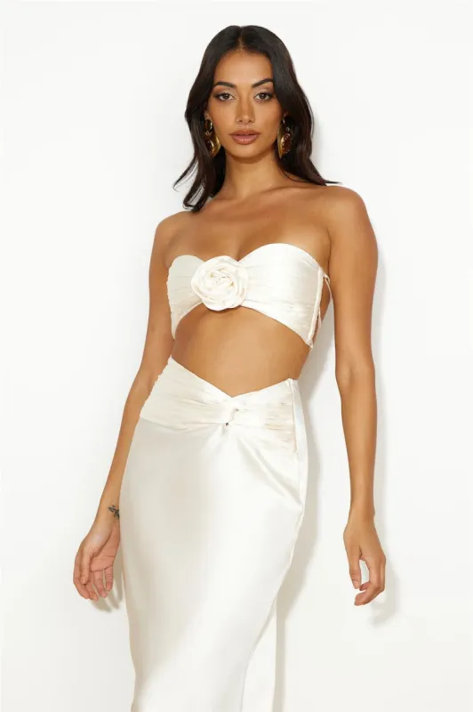 VIPs Accepted Satin Crop Top Champagne sold by Hello Molly