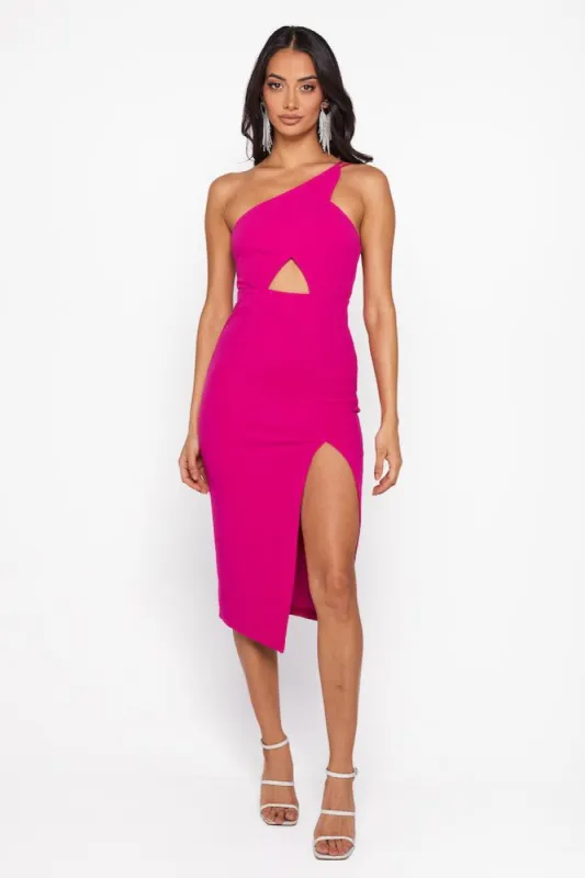 HELLO MOLLY The World Is Yours Midi Dress Hot Pink sold by Hello Molly
