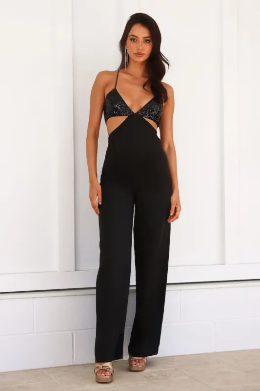 HELLO MOLLY Moment To Party Jumpsuit Black sold by Hello Molly