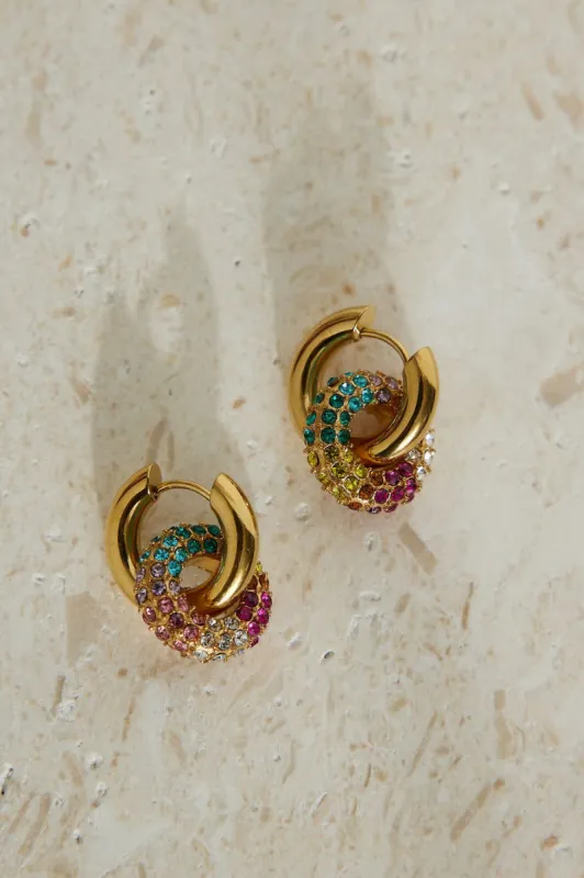 18k Gold Plated Rainbow Crystal Earrings Gold sold by Hello Molly