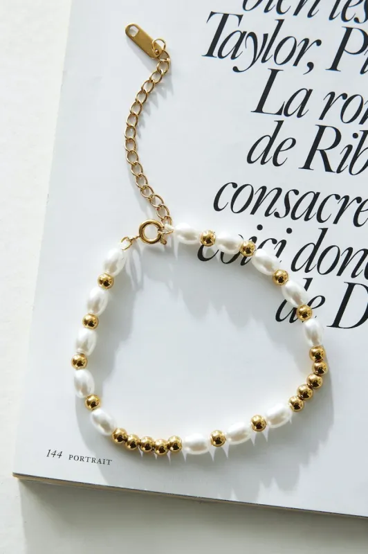 18k Gold Plated Sea Washed Pearls Bracelet Gold sold by Hello Molly