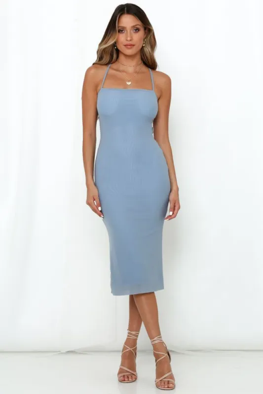 Inhaling Confidence Midi Dress Blue sold by Hello Molly