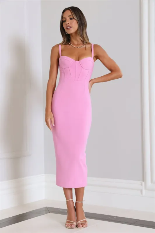 Time To Charm Midi Dress Pink sold by Hello Molly