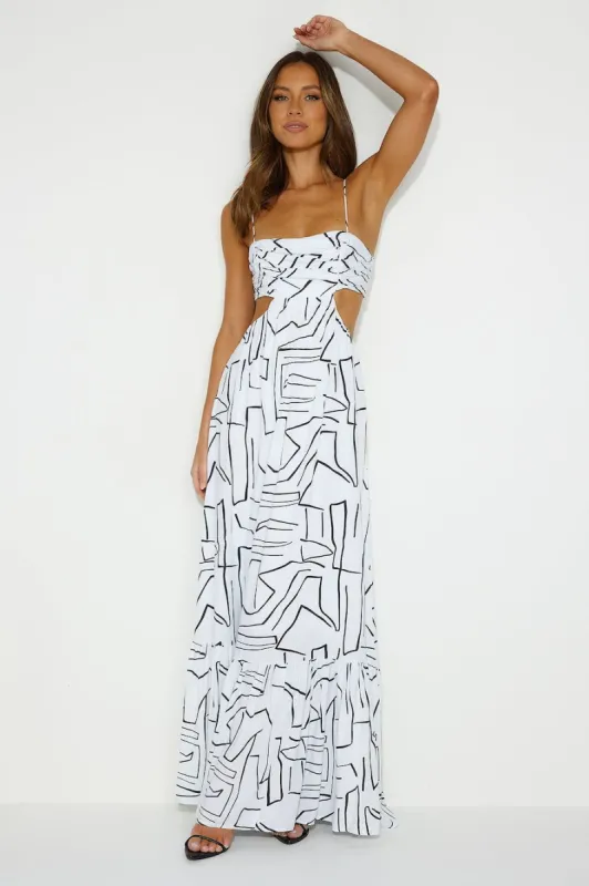 Made Me Twist Maxi Dress White sold by Hello Molly