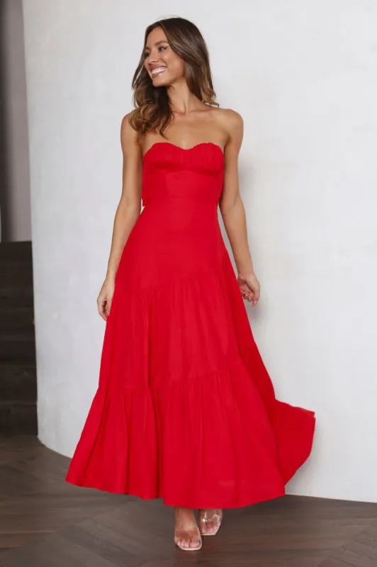 Daydream Look Maxi Dress Red sold by Hello Molly
