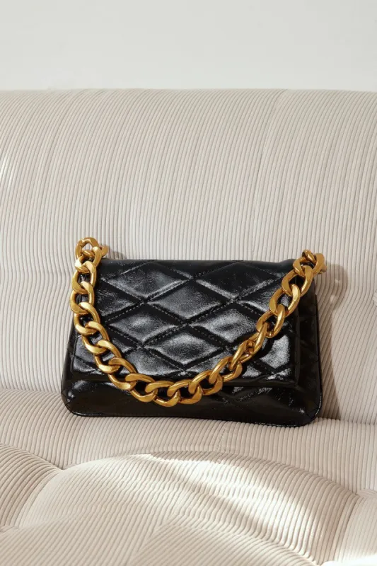 BILLINI Magnolia Shoulder Bag Black Patent Quilted sold by Hello Molly