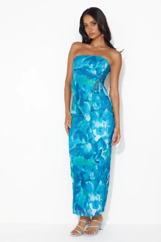 Ocean Treasure Mesh Midi Skirt Blue sold by Hello Molly