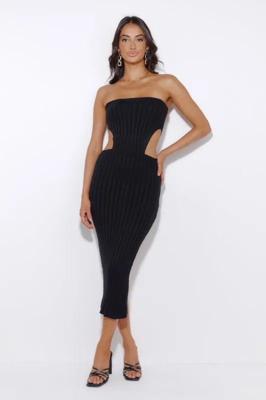 Everyday Style Ribbed Midi Dress Black sold by Hello Molly