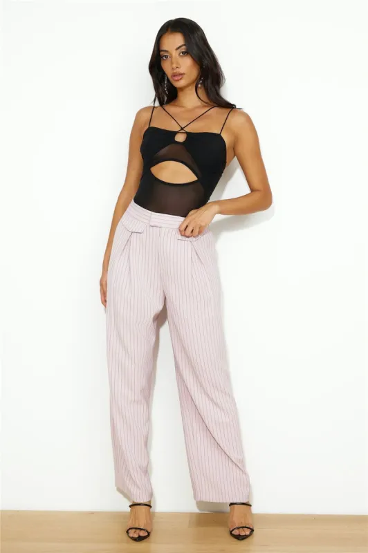 LIONESS NYC Pant Pink Pinstripe sold by Hello Molly