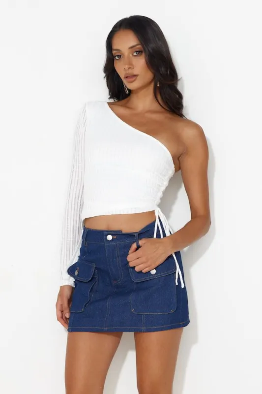 Brunch Groove One Shoulder Top White sold by Hello Molly