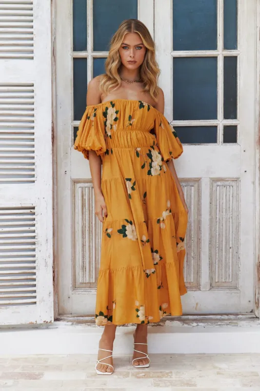 Heating Up Szn Maxi Dress Orange sold by Hello Molly