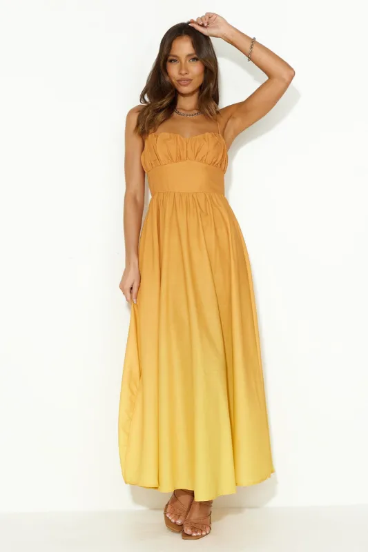 Candy Wonderland Maxi Dress Orange sold by Hello Molly