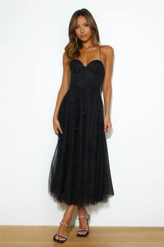 Glitter Sprinkle Midi Dress Black sold by Hello Molly