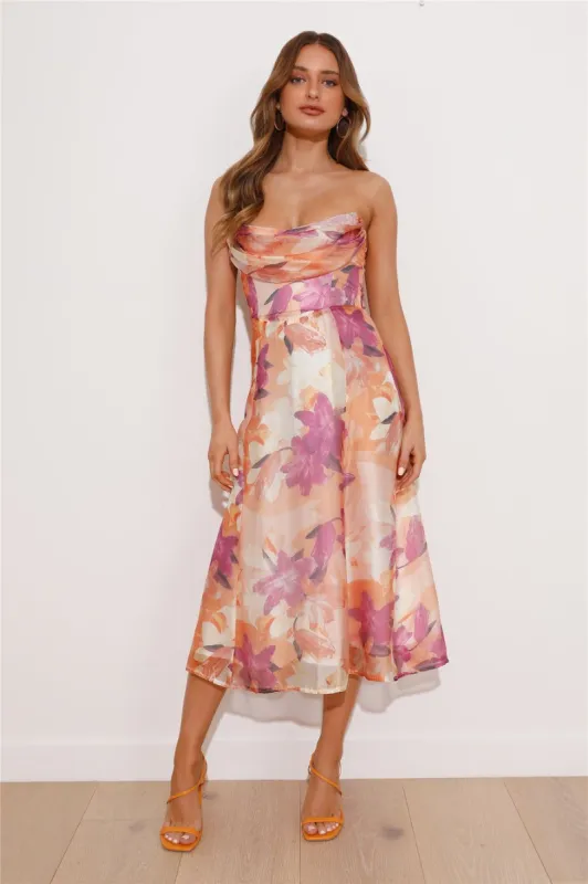 Fancy Party Midi Dress Orange sold by Hello Molly