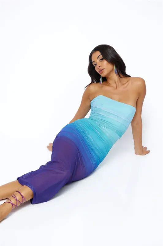 Splashing Out Mesh Maxi Dress Blue sold by Hello Molly