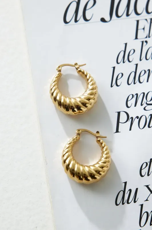 18k Gold Plated Need It Hoop Earrings Gold sold by Hello Molly