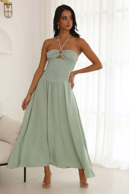 Go Back In Time Midi Dress Green sold by Hello Molly