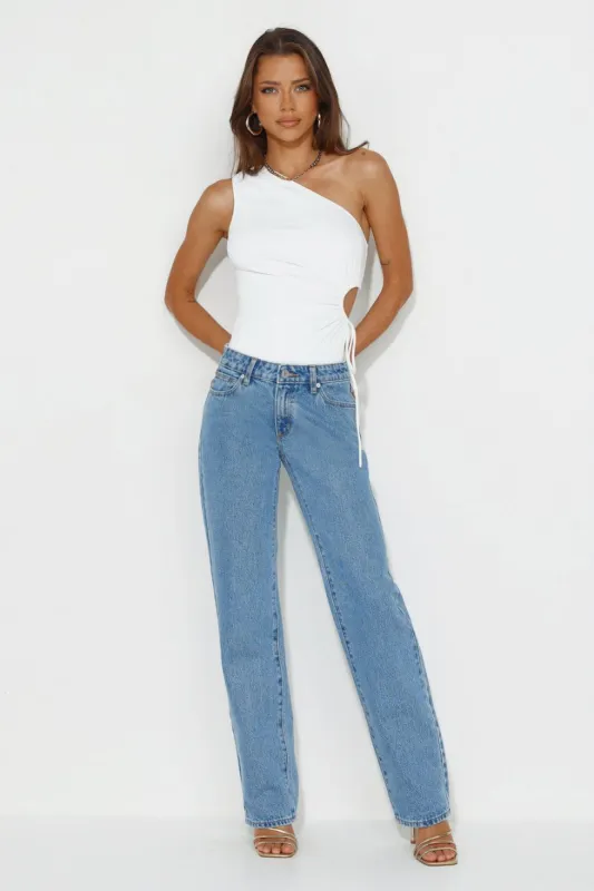Sunlight One Shoulder Bodysuit White sold by Hello Molly