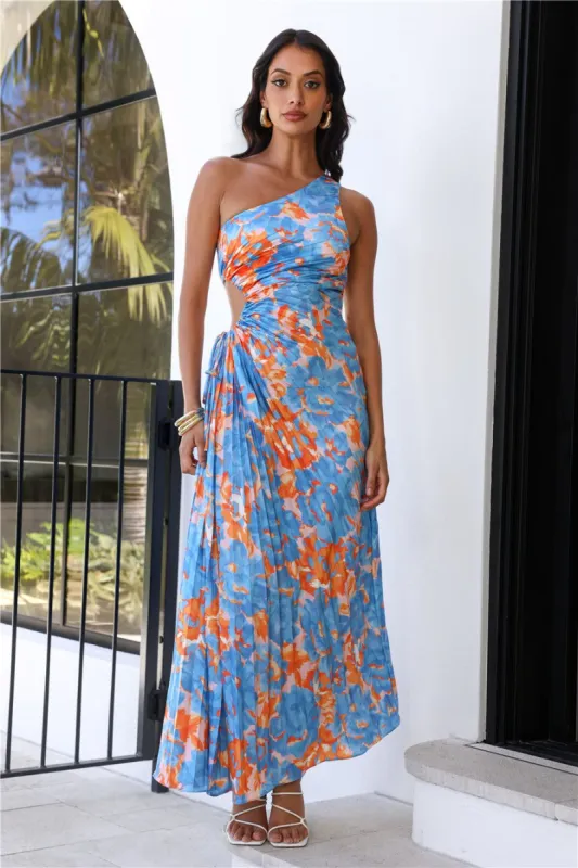 Matching Energy One Shoulder Maxi Dress Blue sold by Hello Molly